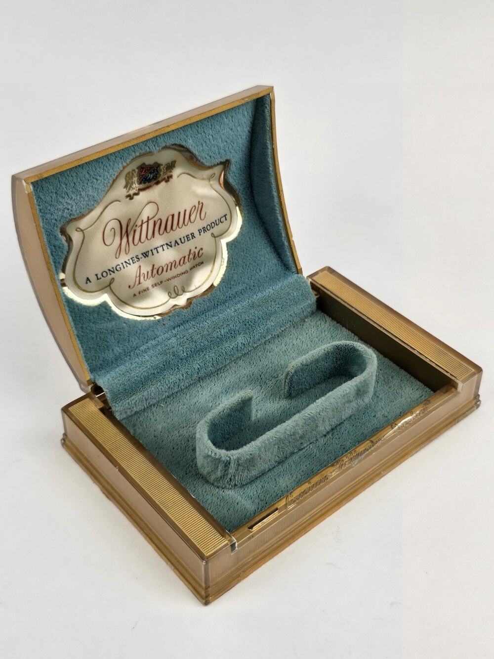 Vintage Wittnauer Longines Empty Watch box Blue & Gold up to 28mm Watches